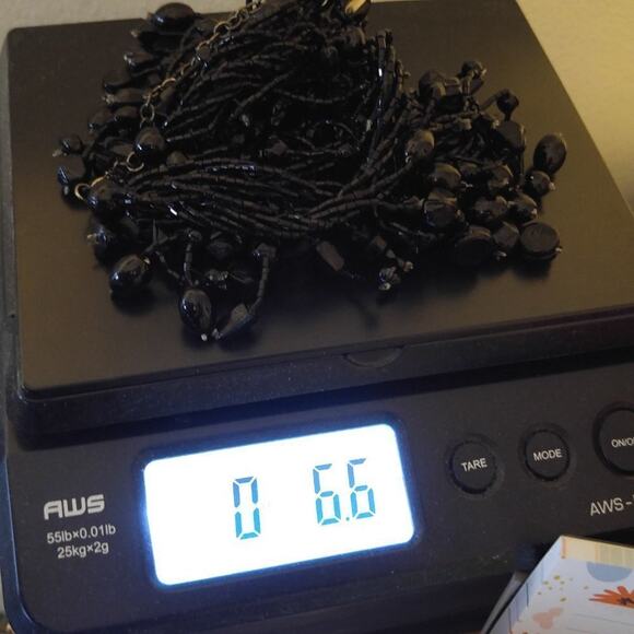 Vintage Black Glass Beaded Necklace, 12 Strands, Black Seed Beads, 21 Inches - Picture 7 of 8